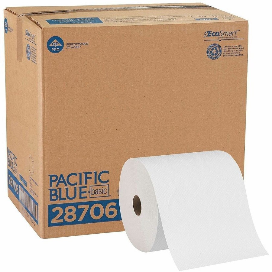 Pacific Blue Basic Paper Roll Towel - 1 Ply - 7.87' Width x 350 ft Length - White - 12 / Carton 