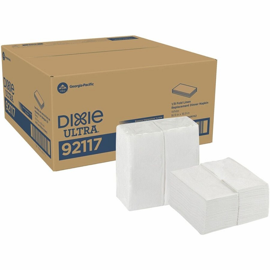 Dixie Ultra 1/8-Fold Linen Replacement Dinner Napkin - 1 Ply - 17' Width x 17' Length - White - Paper - 100/Box - 4 / Carton 