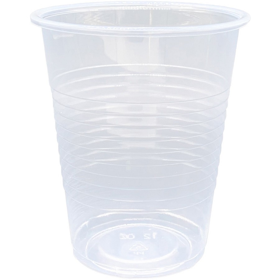 Genuine Joe 12 oz Transparent Beverage Cups - 12 fl oz - Clear - Plastic - Cold Drink - 100/Pack - 10 / Carton 