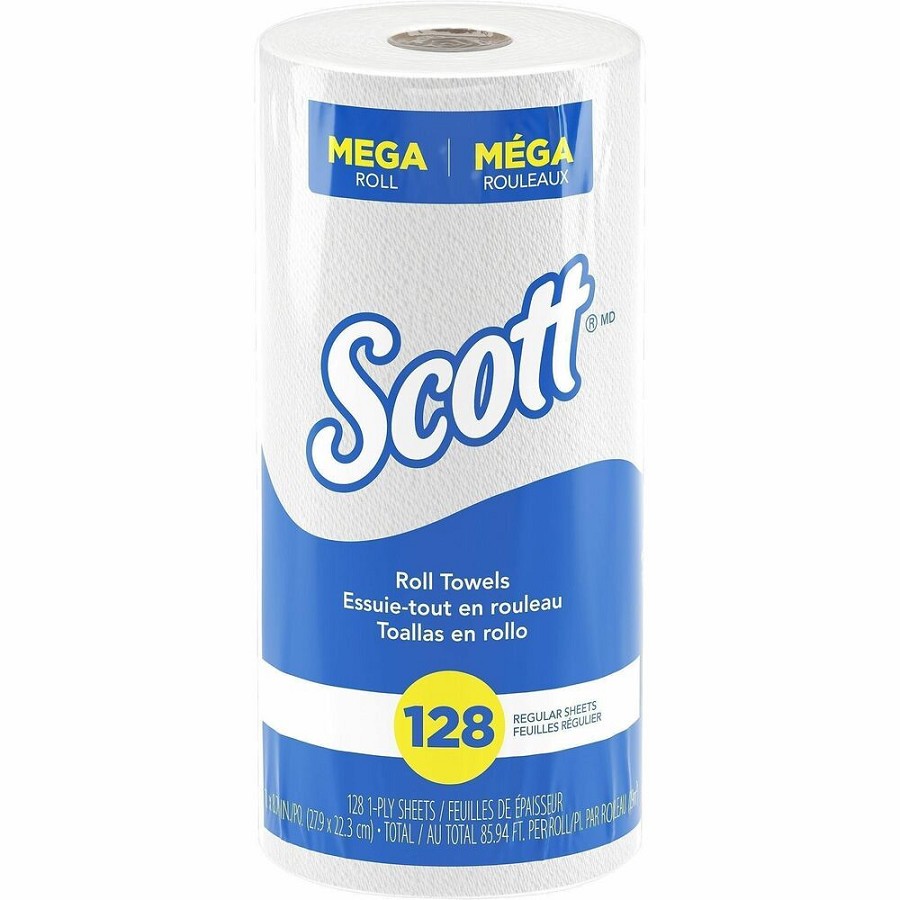 Scott Kitchen Paper Towels with Fast-Drying Absorbency Pockets - 1 Ply - 11' Width x 8.78' Length - 128 Sheets/Roll - 4.90' Roll Diameter - White - 20 / Carton 