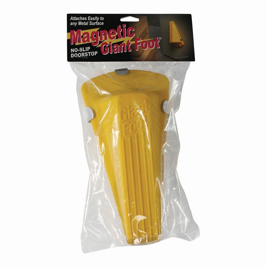 Giant Foot Magnetic Doorstop - Yellow - 2' Door Clearance - Non-skid Base, Prevent Scratches, Impact Resistant, Non-slip, Heavy Duty, Crush Proof, Magnetic - Rubber, Santoprene - 2' Height x 3.5' Width - Yellow - 1 Each 