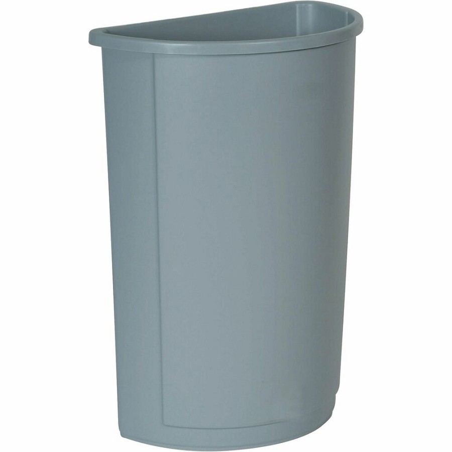 Rubbermaid Commercial Half Round Wastebaskets - 21 gal Capacity - Semicircular - 28.6' Height x 12' Width x 21' Depth - Gray - 1 Each 