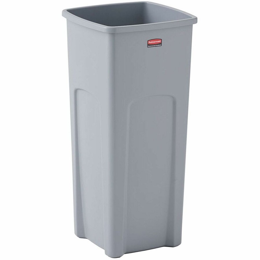 Rubbermaid Commercial Untouchable Square Container - 23 gal Capacity - Square - 31' Height x 15.5' Width x 16.5' Depth - Plastic - Gray - 1 Each 