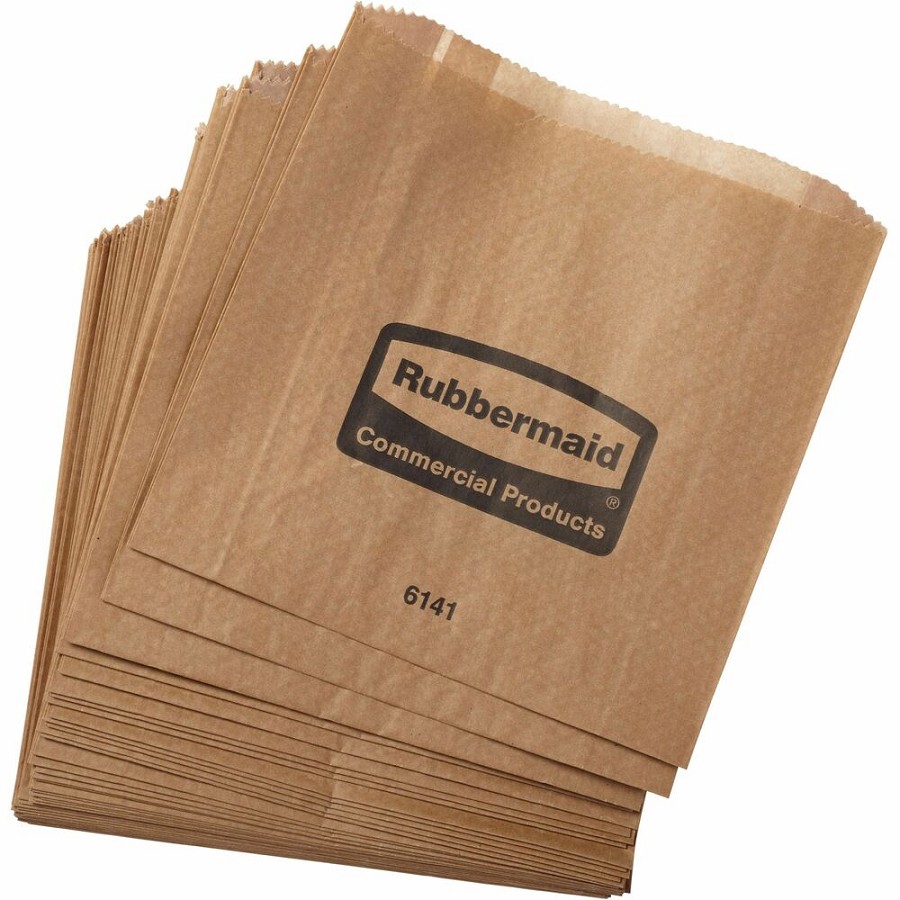 Rubbermaid Commercial Waxed Receptacle Bags - Kraft Paper - 250 / Carton 