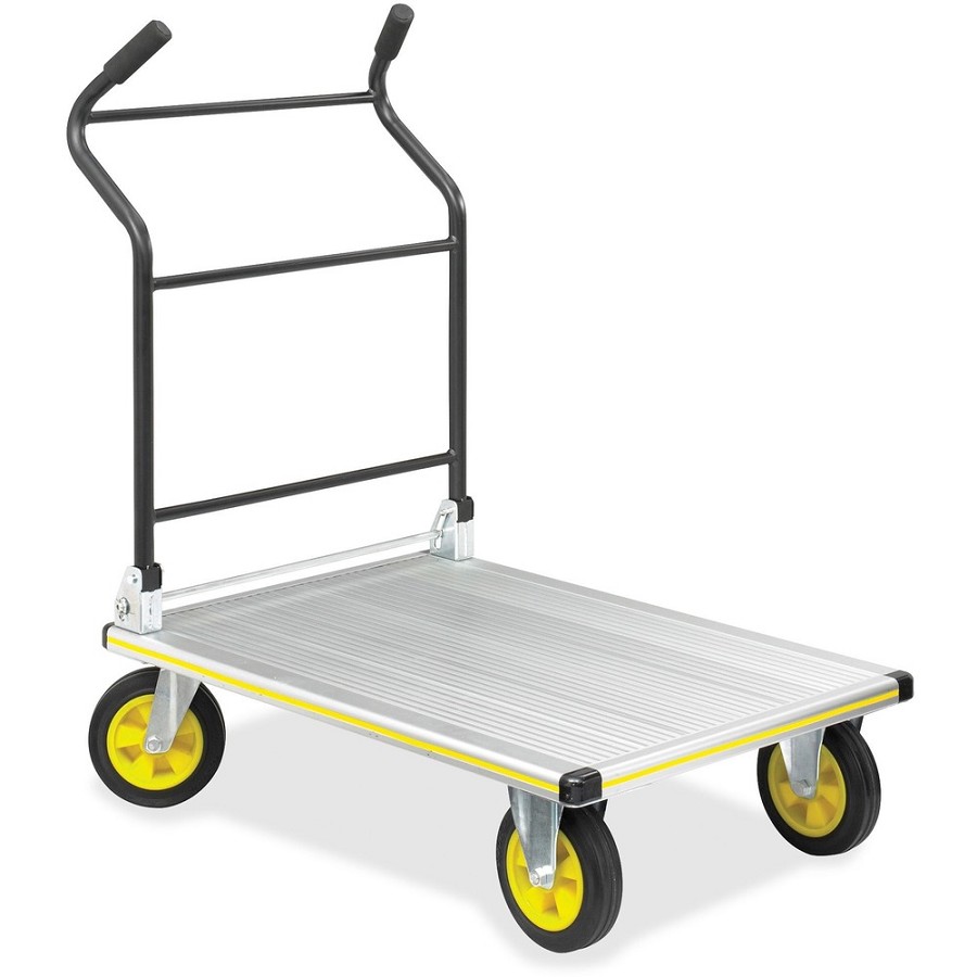 Safco Stow-Away Platform Hand Truck - Tubular Handle - 1000 lb Load Capacity - 4 Casters - 7' Caster Size - Aluminum - 24' Width x 39' Depth x 40' Height - Aluminum Frame - Silver - 1 Each 