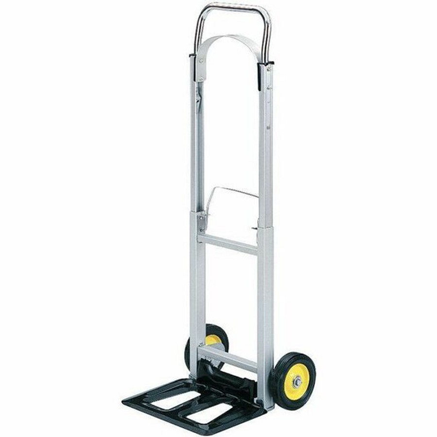 Safco Hideaway Compact Hand Truck - Folding Handle - 250 lb Load Capacity - 2 Casters - 6' Caster Size - Steel, Rubber - 15.50' Width x 16.50' Depth x 43.50' Height - Aluminum Frame - Silver - 1 Each 