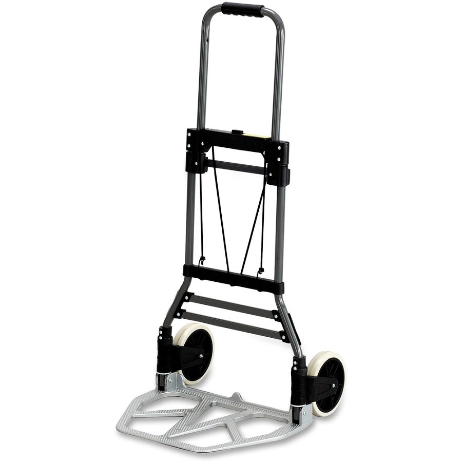 Safco Stow-Away Medium Hand Truck - Telescopic Handle - 275 lb Load Capacity - 2 Casters - 7' Caster Size - Aluminum - 19.50' Width x 18' Depth x 39' Height - Aluminum Frame - Silver - 1 Each 