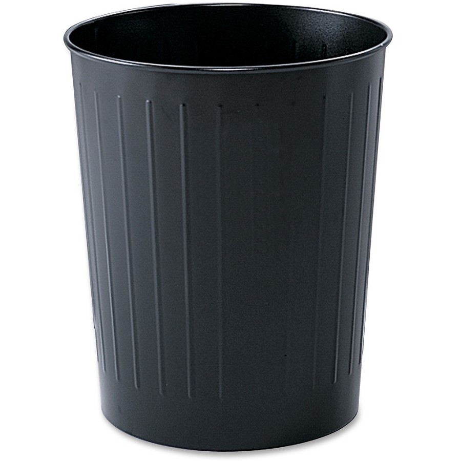 Safco Fire-safe Steel Round Wastebasket - 6 gal Capacity - Round - 13' Opening Diameter - 14' Height - Steel - Black - 1 Each 