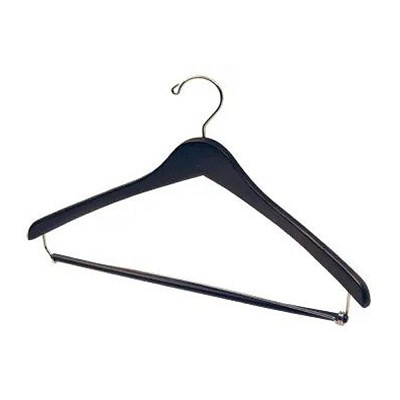 Styles 17' Mens Contour Suit Wood Hanger With Lock Bar, Black/Chrome, 100 Per Case Price Per Case 