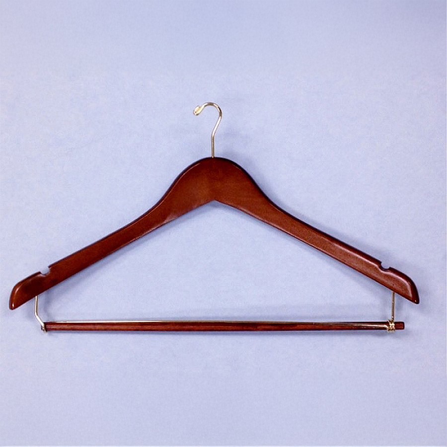 Styles 15' Mens Contour Suit Mini Hook Wood Hanger With Lock Bar, Mahogany/Chrome, 100 Per Case Price Per Case 
