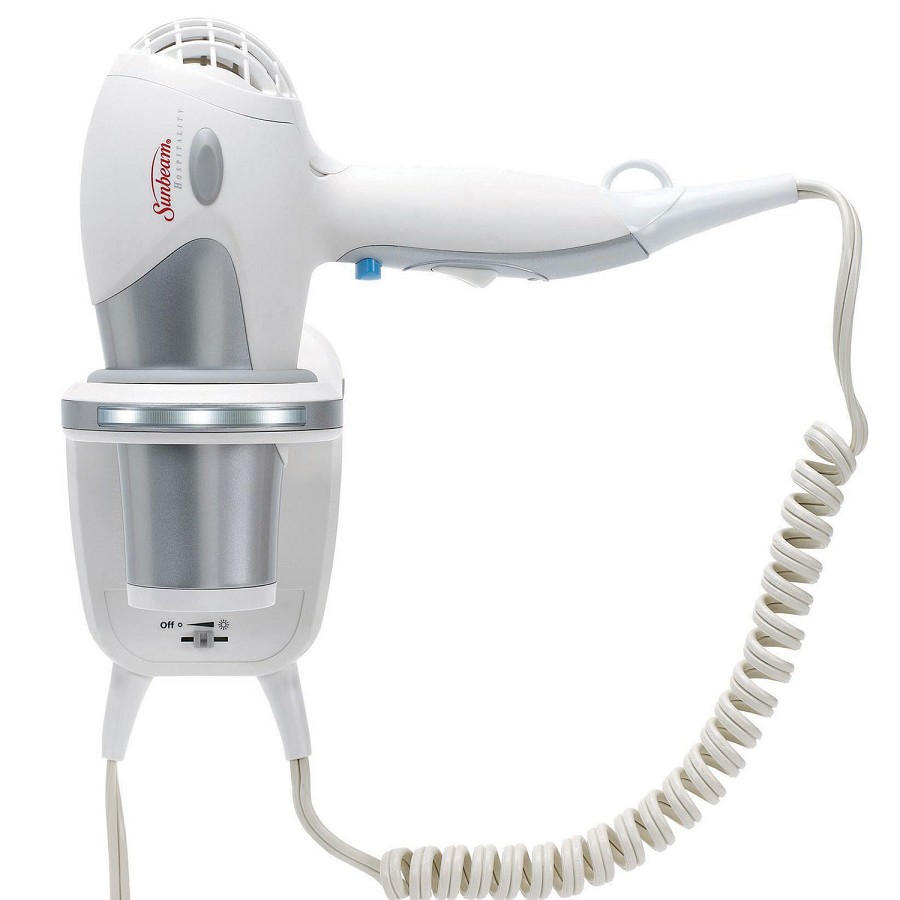 Sunbeam HD3001001000 1200-1875 Watts GreenSense Full-Size Wall Mount Hair Dryer With LED Nightlight White 4 Per Case Price Per Each 