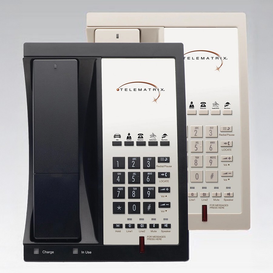 Telematrix 9600 Series 9602MWD5 Analog Two Line 1.9 GHz Cordless Speakerphone With 5 Guest Service Keys Black or Ash 10 Per Case Price Per Each 