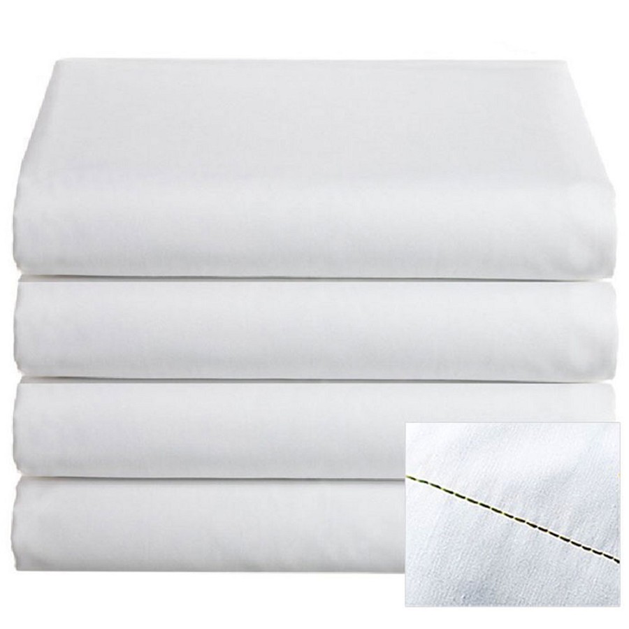 Thomaston Mills T-200 Colored Hem Flat Sheets Queen 90x110 60% Cotton 40% Polyester White With Green Hem 2 Dz Per Case Price Per Dz 