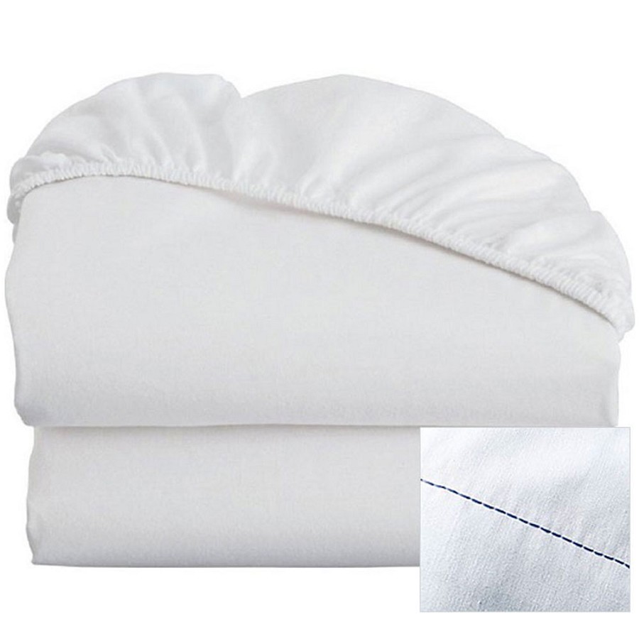 Thomaston Mills T-200 Colored Hem Fitted Sheets With Deep Pocket Twin XL 39x80x12 60% Cotton 40% Polyester White With Navy Hem 2 Dz Per Case Price Per Dz 