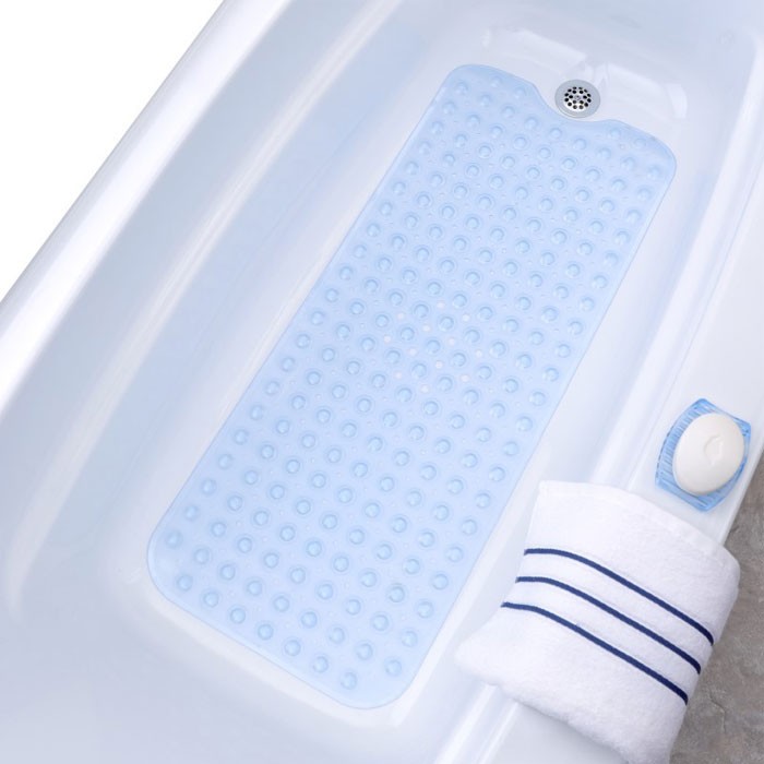 Slip-X Extra Long Bath Mat 16x39 Light Blue 4 Per Case Price Per Case 