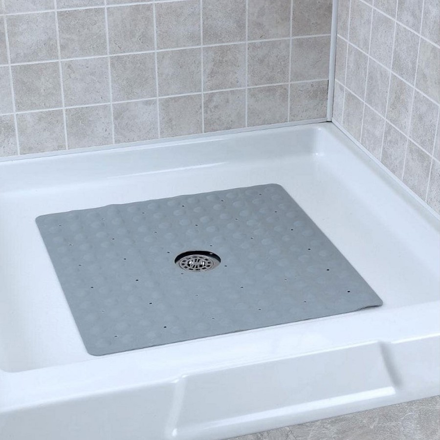 Slip-X Square Rubber Bath Safety Mat With Microban 21x21 Light Gray 4 Per Case Price Per Case 