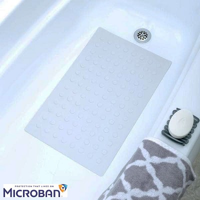 Slip-X Medium Rubber Bath Safety Mat With Microban 14x22 White 4 Per Case Price Per Case 