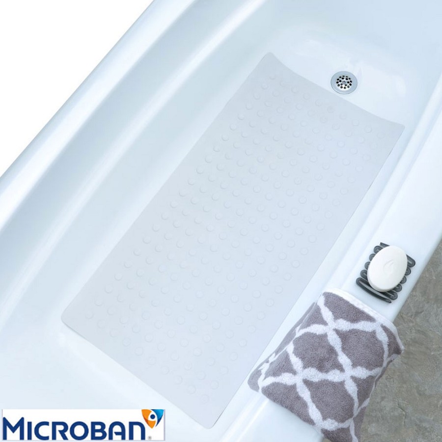 Slip-X Extra Long Rubber Bath Safety Mat With Microban 18x36 White 4 Per Case Price Per Case 