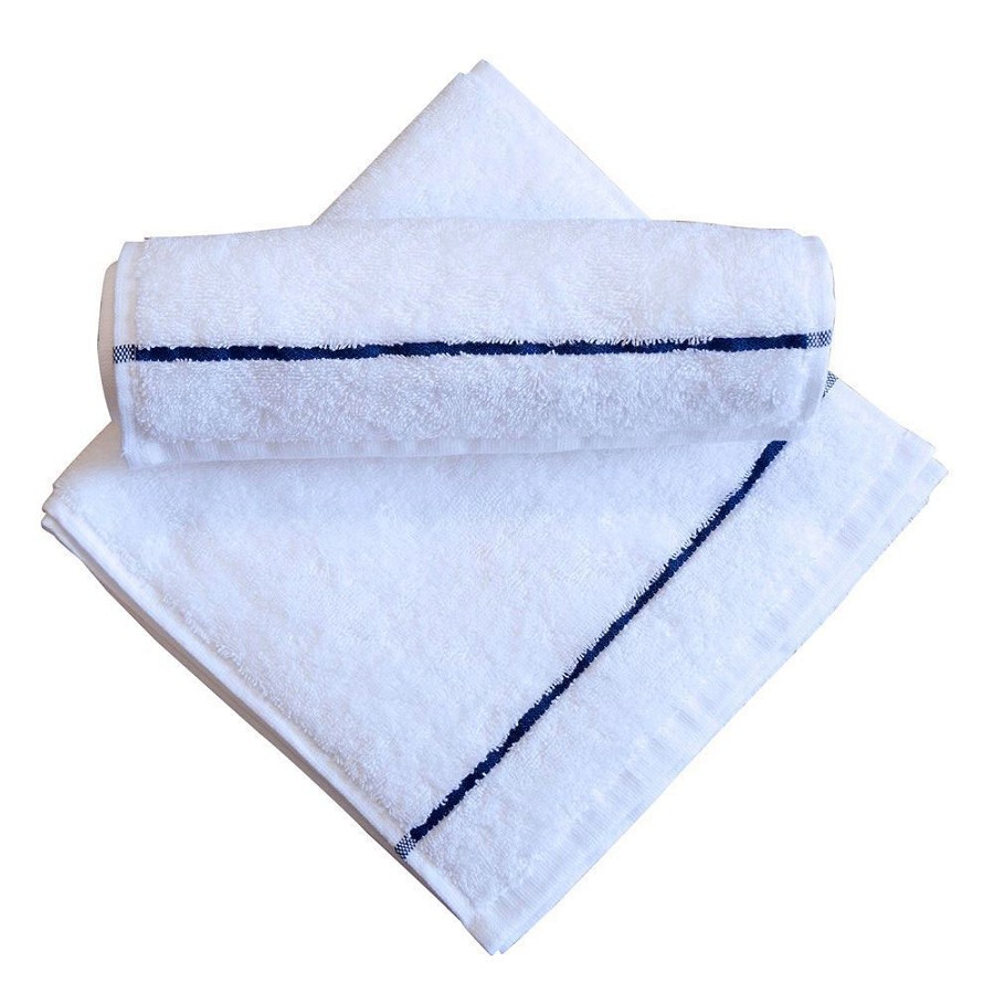Martex Active Towel 11x44 100% Ring-Spun Cotton White With Navy Pinstripe 3.5Lb/Dz 2 Dz Per Case Price Per Dz 