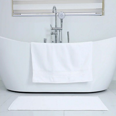 Martex Atelier Zen Collection Diamond Frame Bath Mat 20x34 100% Cotton White 9.5Lb/Dz 1 Dz Per Case Price Per Dz 