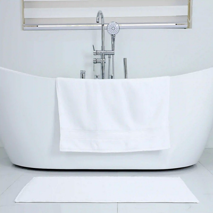 Martex Atelier Zen Collection Diamond Frame Bath Mat 20x34 100% Cotton White 9.5Lb/Dz 1 Dz Per Case Price Per Dz 