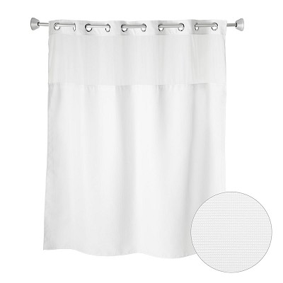 Whitmor Hook Free Shower Curtain Waffle Pattern With Voile Window & Snap Liner Polyester White 71x77 12 Per Case Price Per Each 