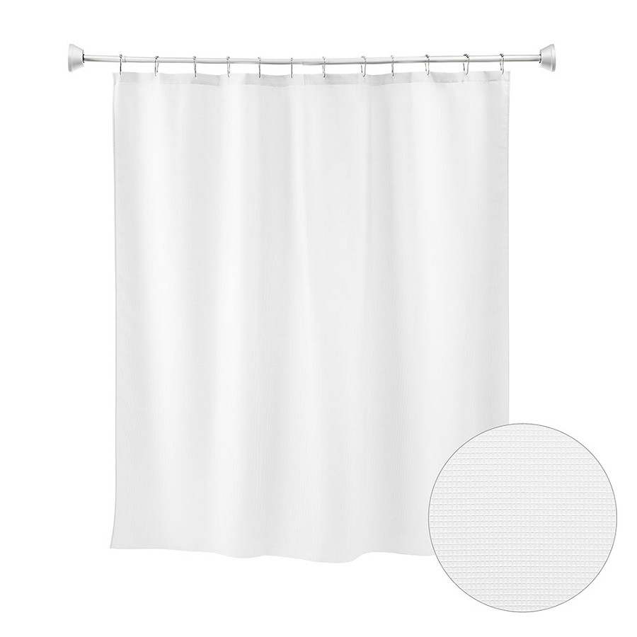 Whitmor Hooked Shower Curtains Waffle Pattern With Buttonhole White 72x72 12 Per Case Price Per Each 
