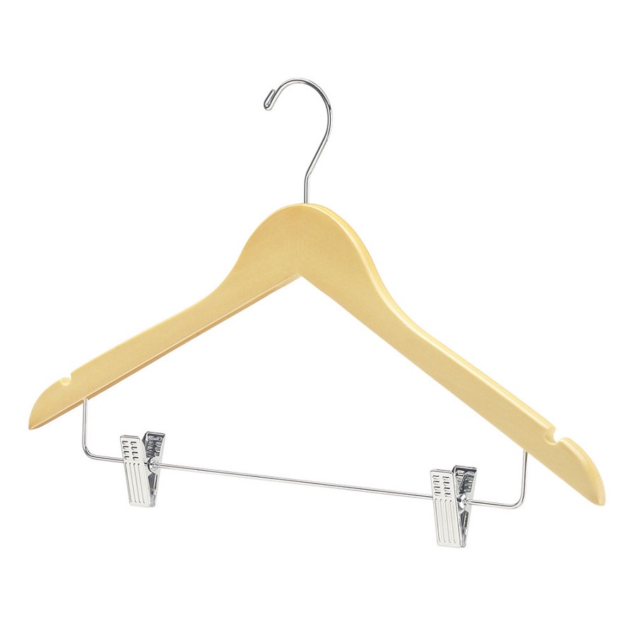 Whitmor Straight Wood Skirt Hangers With Clips Natural 100 Per Case Price Per Case 