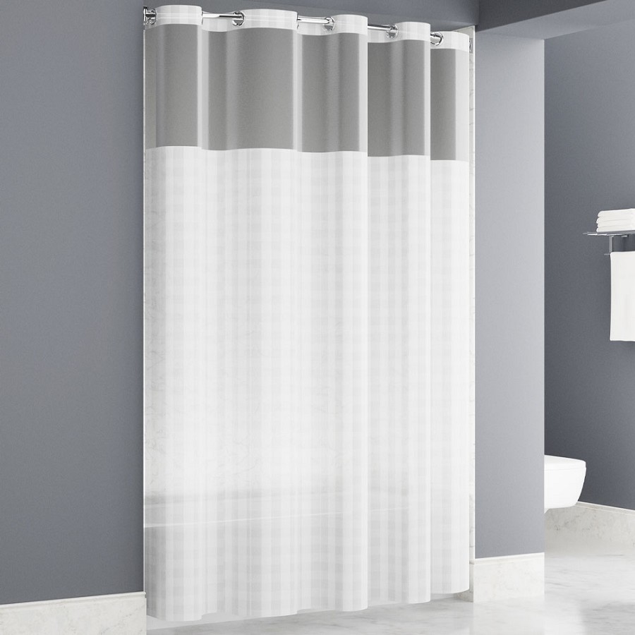 Inspire Frame Easy Hang Shower Curtain 71X77 Hookless With Window And Liner White 12 Per Case Price Per Each 