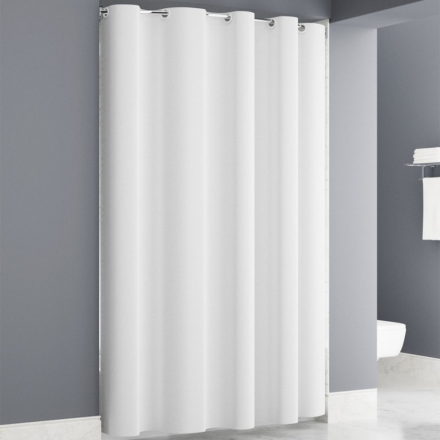 Moire Easy Hang Shower Curtain 71X74 Hookless White 12 Per Case Price Per Each 