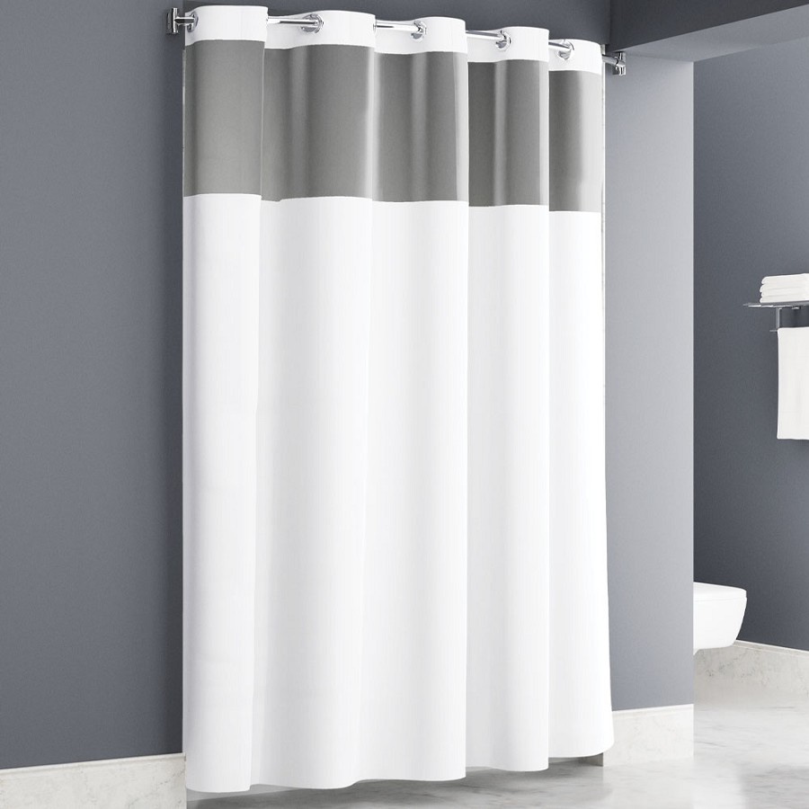 Plainweave Easy Hang Shower Curtain 71X77 Hookless With Window White 12 Per Case Price Per Each 